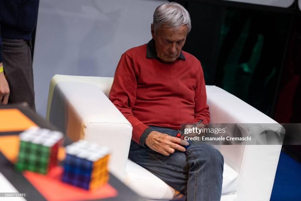 Erno Rubik At "Entraingioco" FestivalMILAN, ITALY - NOVEMBER 18: Hungarian inventor and architect Erno Rubik, best known for the invention of mechanical puzzles including the Rubik's Cube, attends the "Entraingioco" Festival at Superstudio Maxi on November 18, 2023 in Milan, Italy. (Photo by Emanuele Cremaschi/Getty Images)