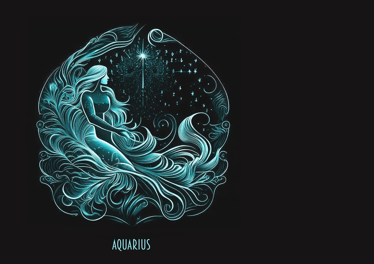 Aquarius Illustration Artwork for Astrological Signs and Dates