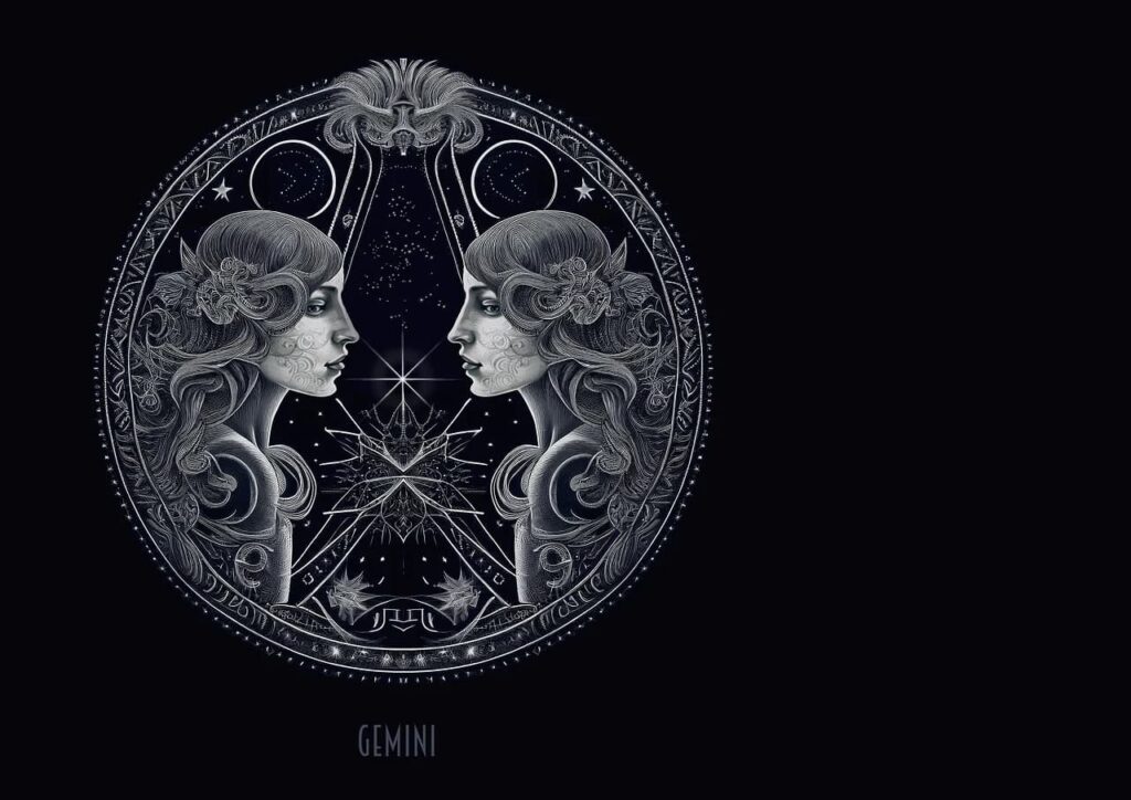 Gemini Illustration Artwork for Astrological Signs and Dates