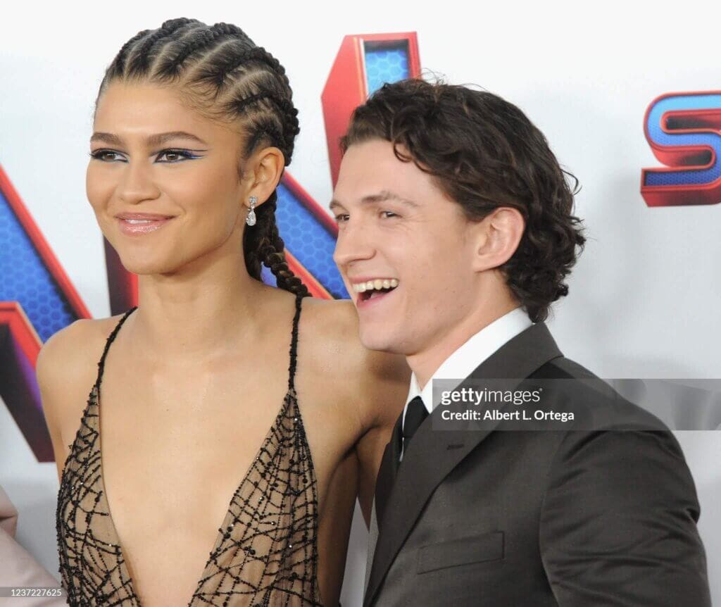 Sony Pictures' "Spider-Man: No Way Home" Los Angeles Premiere - ArrivalsLOS ANGELES, CA - DECEMBER 13: Zendaya and Tom Holland attend Sony Pictures' "Spider-Man: No Way Home" Los Angeles Premiere held at The Regency Village Theatre on December 13, 2021 in Los Angeles, California. (Photo by Albert L. Ortega/Getty Images)