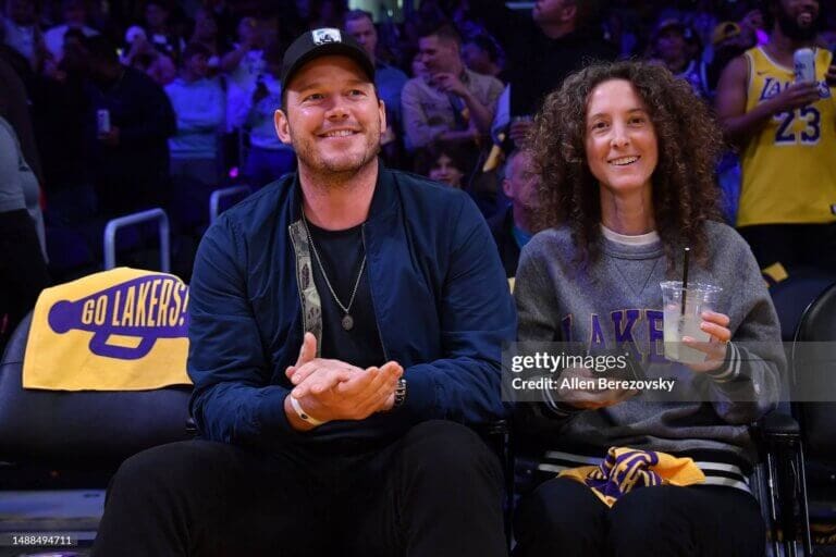 Celebrities At The Los Angeles Lakers Game LOS ANGELES, CALIFORNIA - MAY 08: Chris Pratt attends a playoff basketball game between the Los Angeles Lakers and the Golden State Warriors at Crypto.com Arena on May 08, 2023 in Los Angeles, California. (Photo by Allen Berezovsky/Getty Images)
