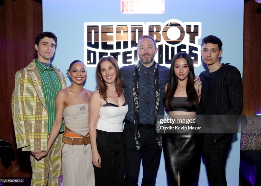 Dead Boy Detectives Reception | NetflixNEW YORK, NEW YORK - APRIL 24: (L-R) George Rexstrew, Kassius Nelson, Beth Schwartz, Steve Yockey, Yuyu Kitamura and Jayden Revri attend the Dead Boy Detectives reception at Seven24 Collective on April 24, 2024 in New York City. (Photo by Kevin Mazur/Getty Images for Netflix)