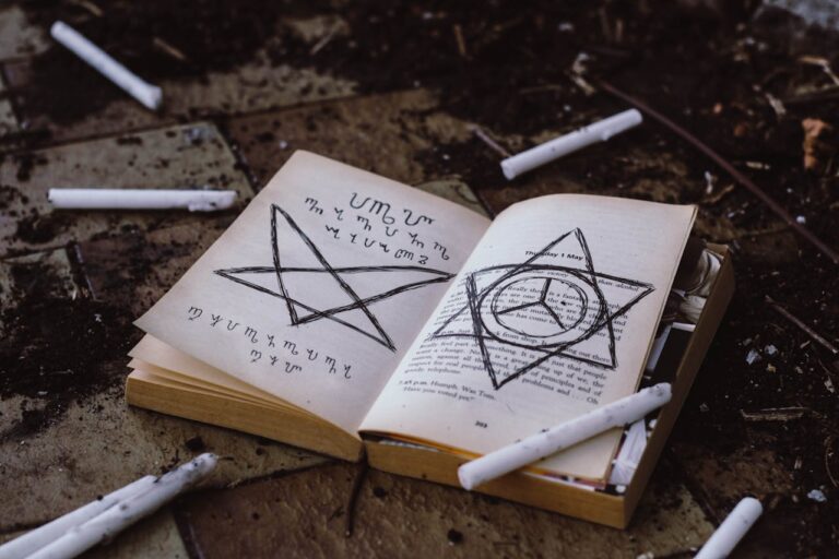 witch book with chalk and pentagram Dead Boy Detectives