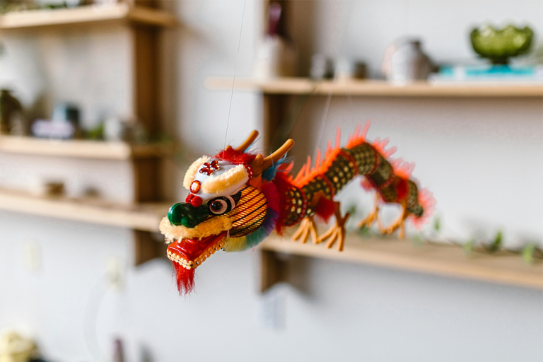 A tiny puppet of the Dragon, one of the signs of the Chinese Zodiac.