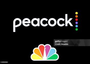 Peacock logo with black background