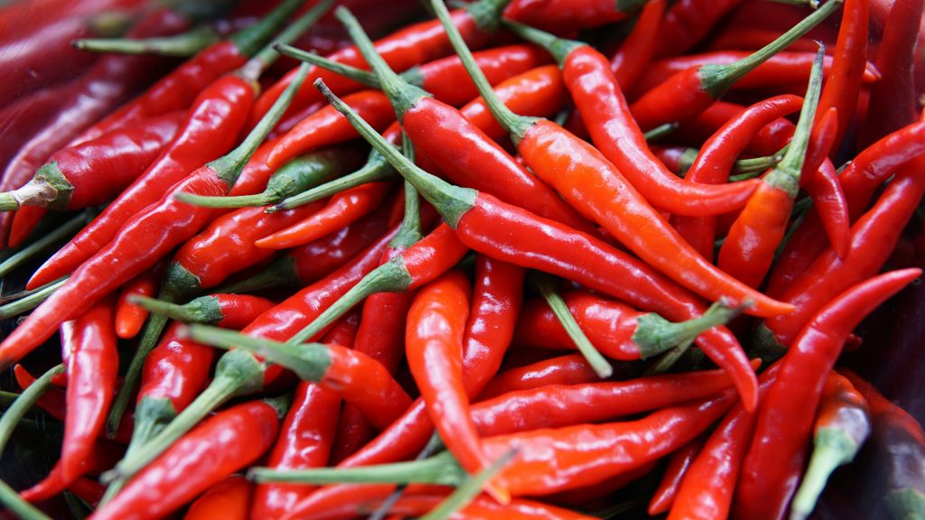 Red peppers. Image courtesy of Unsplash.com. https://unsplash.com/photos/red-chili-peppers-sFU3-fwZ6nQ