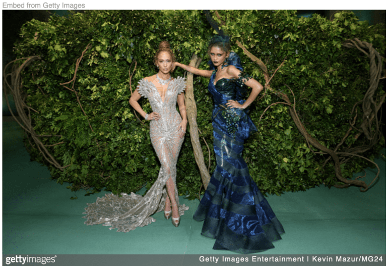 2024 Met Gala co hosts show off designer dresses to match this years theme.