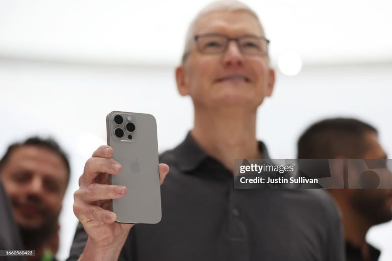 Apple CEO Tim Cook with iPhone 15 Pro