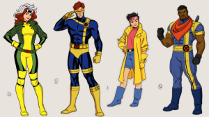 From left to right: Rogue, Cyclops, Jubilee, and Bishop. Image courtesy of Marvel.