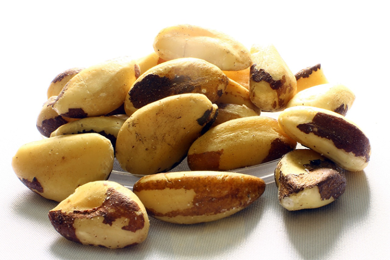 A pile of Brazil nuts removed from their shell.