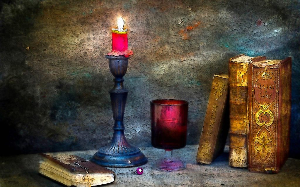 candle, books, mystic