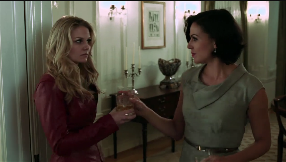 Regina and Emma sharing a glass of cider
