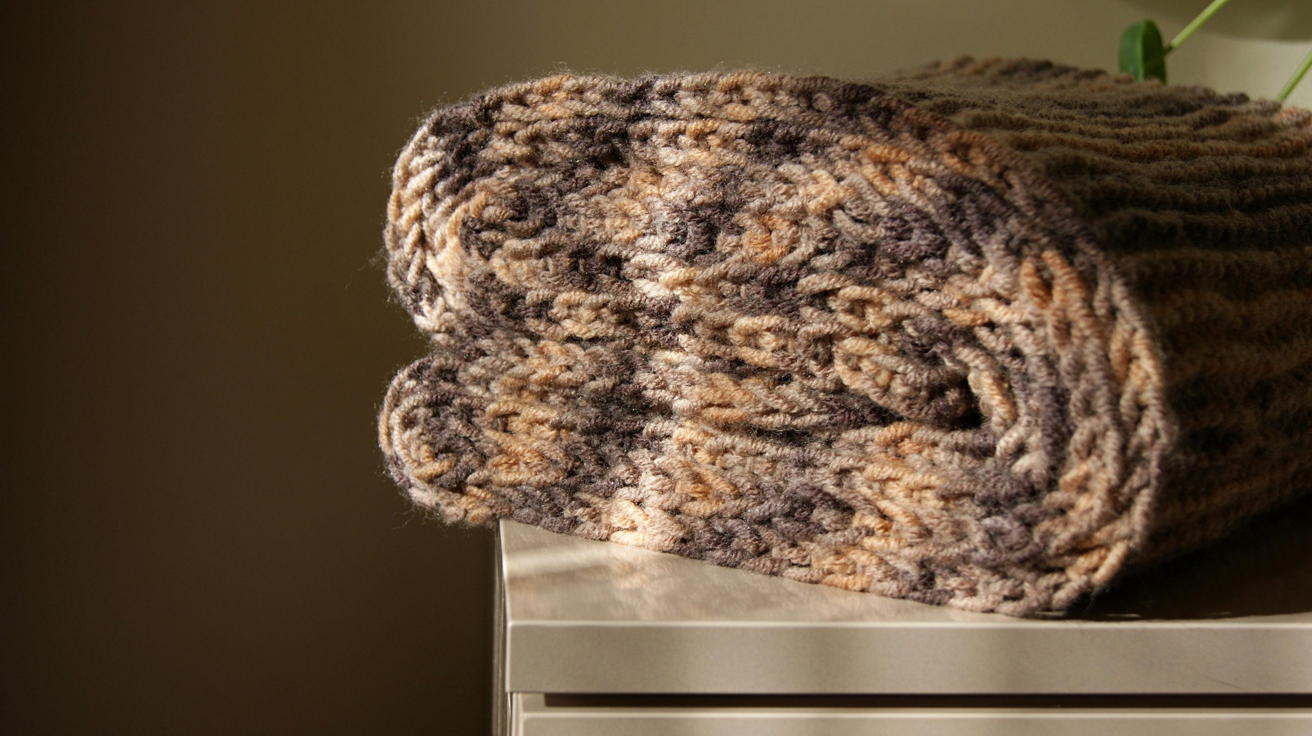 Crochet blanket folded