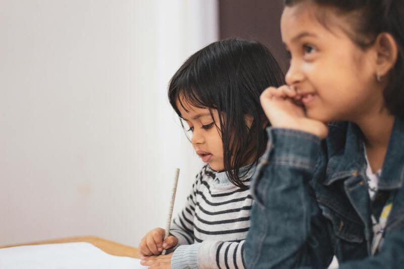 Photo by Pragyan Bezbaruah: https://s://www.pexels.com/photo/two-girls-writing-on-paper-1720188/