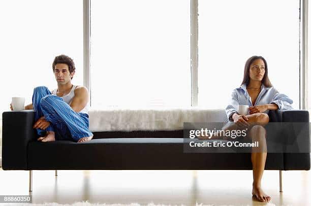 Couple giving each other the silent treatment