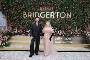 Nicola Coughlan and Luke Newton at the Bridgerton Season 3 Premiere