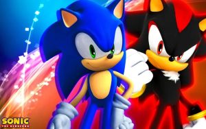 Sonic the Hedgehog and Shadow getting ready to battle