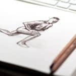 Sketch of a man stretching