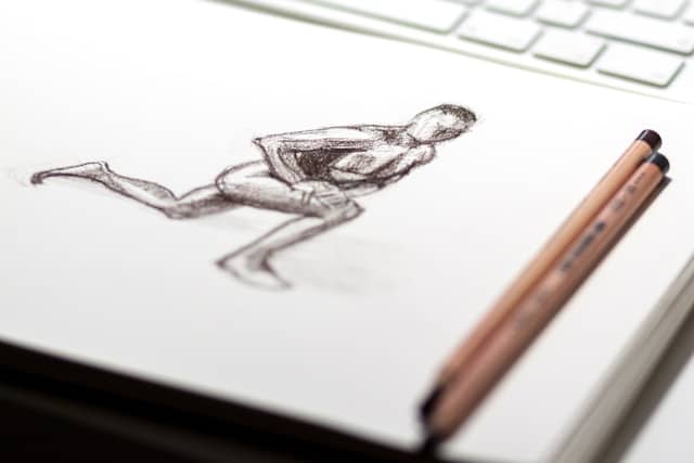 Sketch of a man stretching