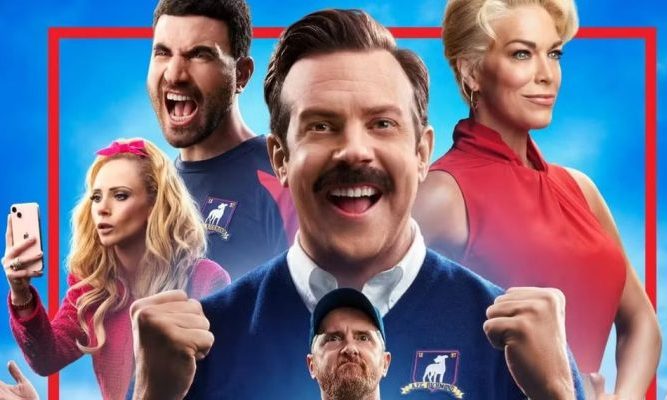 Jason Sudeikis and the cast of Ted Lasso. Photo courtesy of Apple TV.