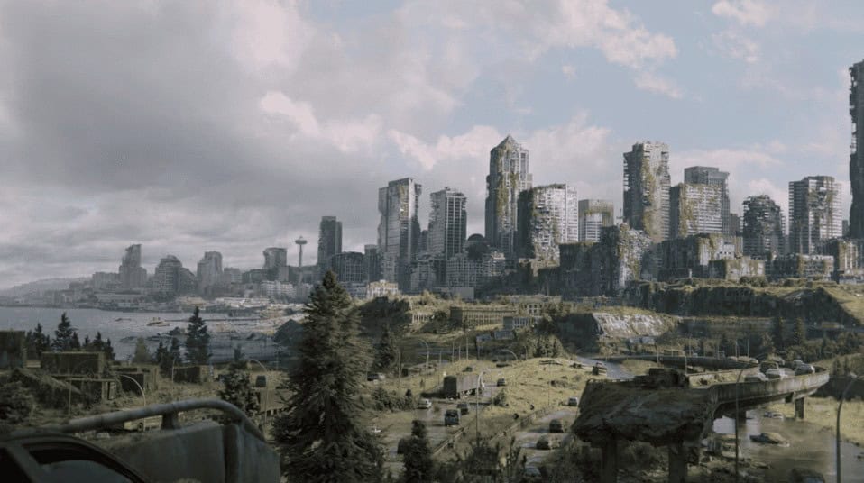 View of Seattle in the Last of Us