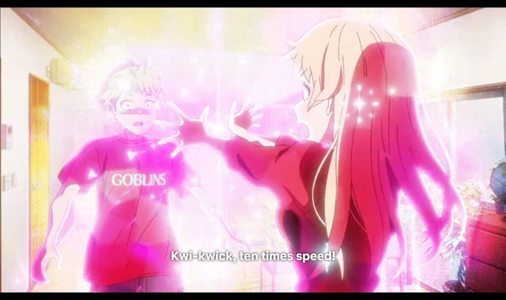 "Witch Watch" season 8 screenshot showing Nico casting a spell on Kanshi