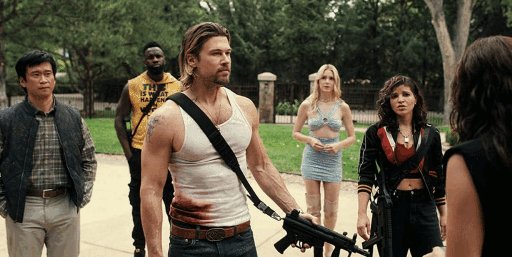 The cast of Obliterated in an action-packed scene, a thrilling Netflix show.