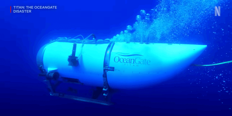 A dramatic scene from the documentary about the Titan submersible disaster, available on Netflix.