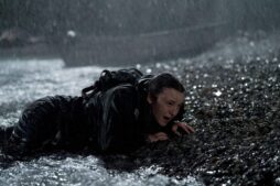 The Last of Us Season 2 Finale, Bella Ramsey as Ellie crawling up the Seraphite beach, Set Decorators Society of America Award winner