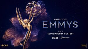 promotional image for the Emmy Awards 2025 on CBS and Paramount+ For article on 10 tv shows expecting nominations for the Emmy Awards 2025