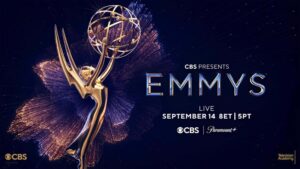 promotional image for the Emmy Awards 2025 on CBS and Paramount+ For article on 10 tv shows expecting nominations for the 2025 Emmy Awards