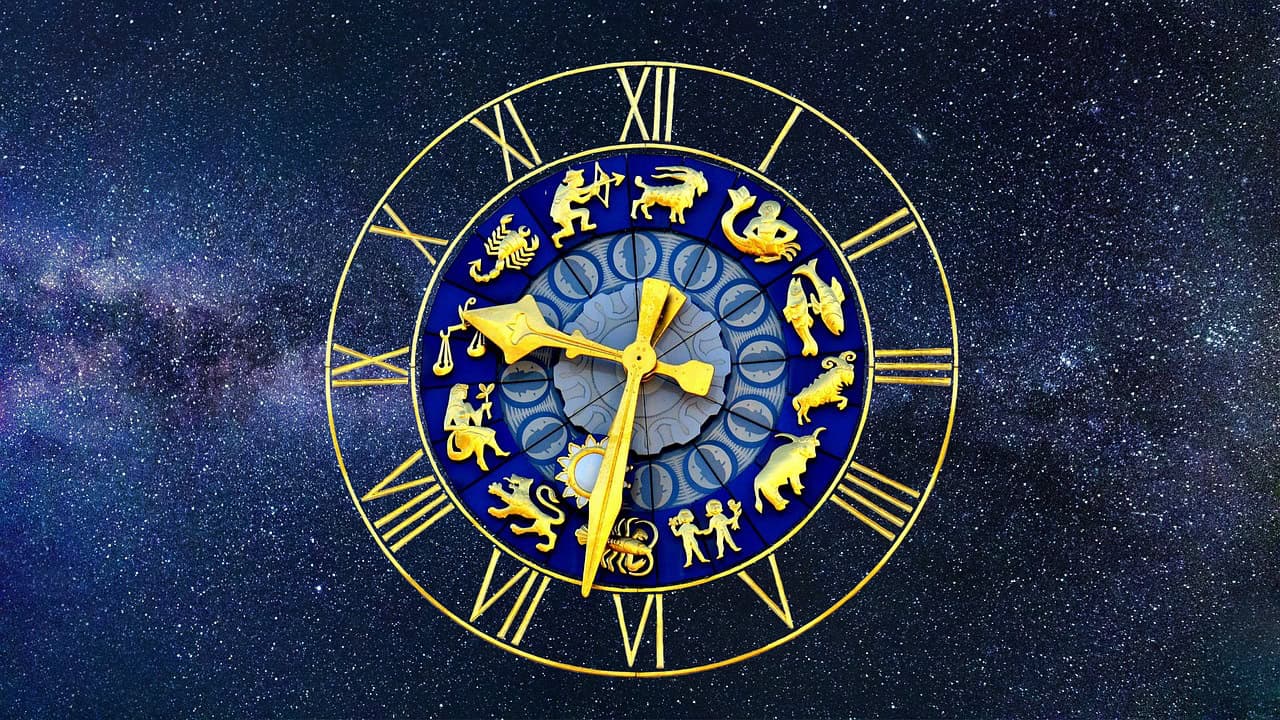 clock, zodiac sign, time of, pointer, dial gold, blue, blue time, blue clock, zodiac sign, zodiac sign, zodiac sign, zodiac sign, zodiac sign, sister signs