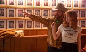 Americana scene starring Sydney Sweeney and Paul Walter Hauser. Courtesy of Lionsgate.