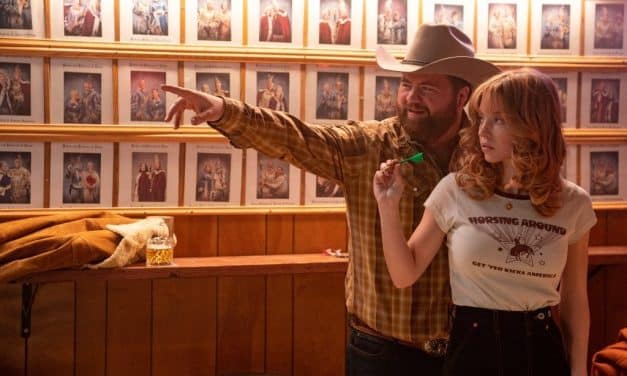 Americana scene starring Sydney Sweeney and Paul Walter Hauser. Courtesy of Lionsgate.