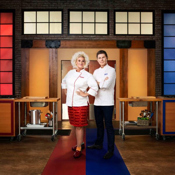 Bobby Flay and Anne Burrell courtesy of Food Network
