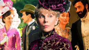 Main characters from The Gilded Age, in rich period clothing of season 3.