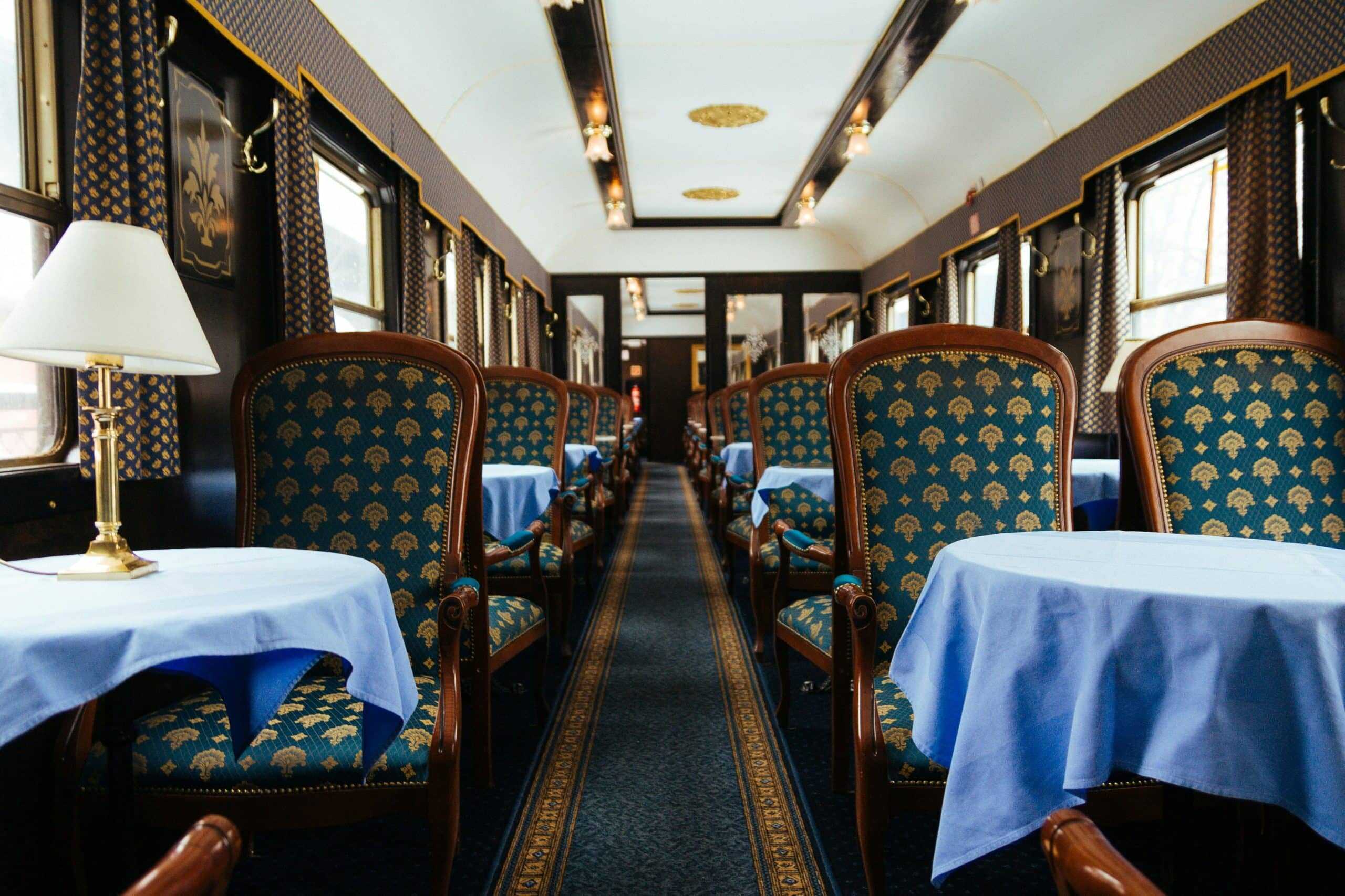 scenic train getaways - luxury train dining car