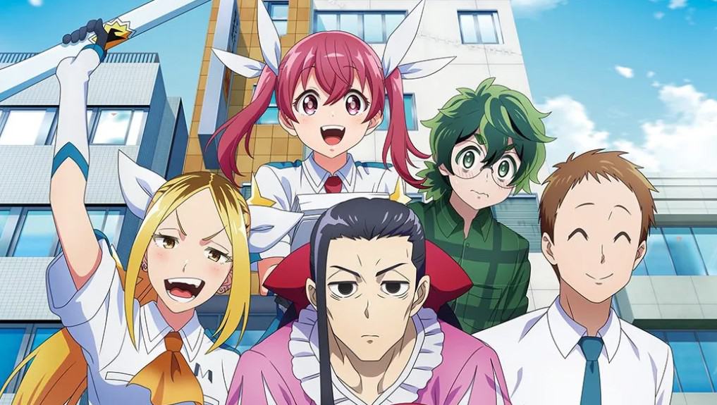 A group of five anime characters standing together from Magilumiere Magical Girls Inc.