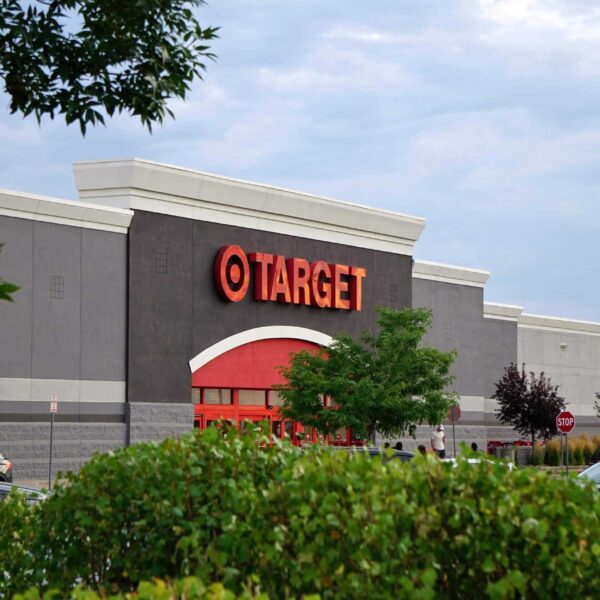 View of a Target store with parking lot, featuring signage and greenery. Target circle week