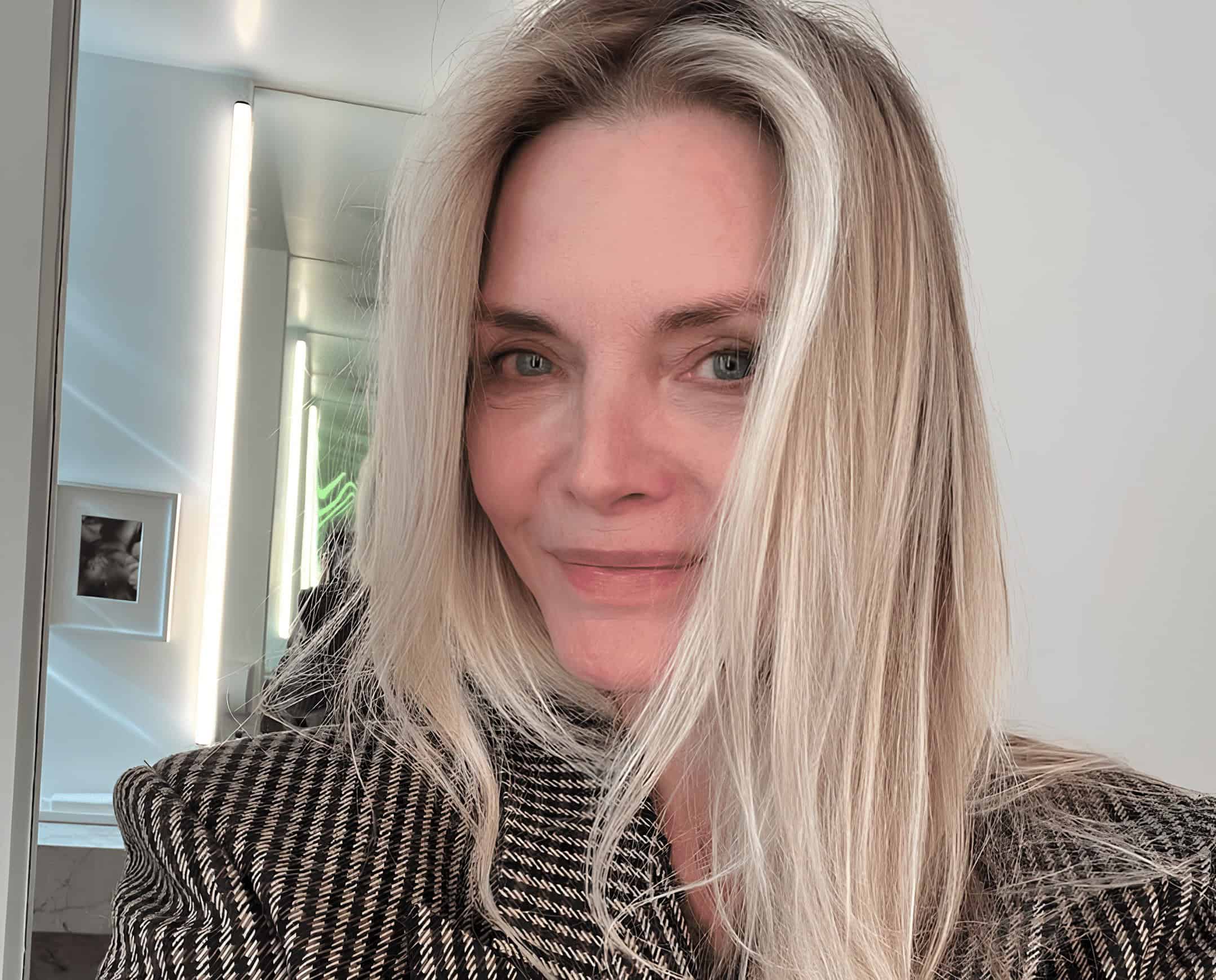 screenshotted image of actress Michelle Pfeiffer from her instagram for minimalist skincare routine
