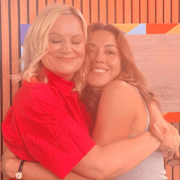 Aubrey Plaza and Amy Poehler from must-listen Good Hang with Amy podcast