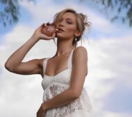 promotional image for the new perfume by Bella Hadid