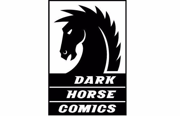 Dark Horse Comics logo in bold black lettering with stylized horse head emblem, representing the publisher’s brand identity. Image credit by Bleeding Cool.com