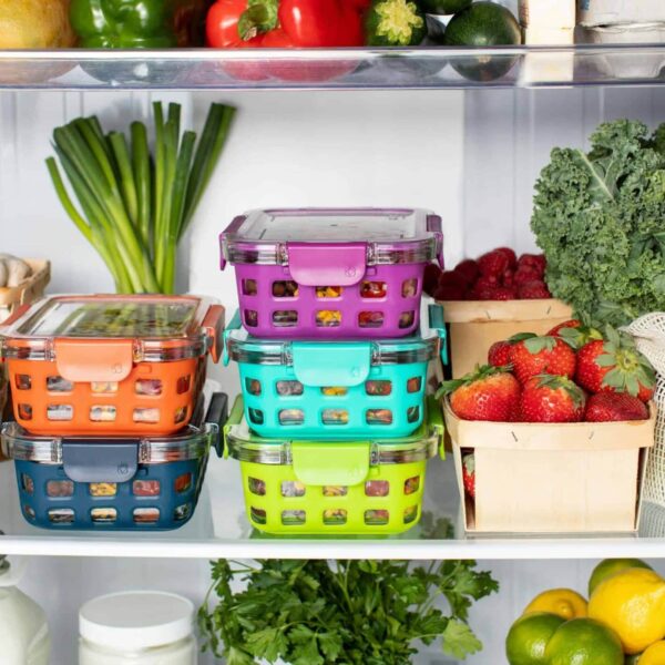 Stocked refrigerator, meal prep