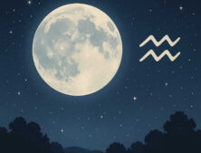 generated image of a full moon with the Aquarius zodiac symbol. Symbolizing the Aquarius Full Moon
