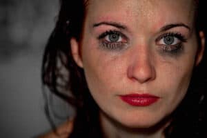 woman, depression, face, smudged makeup, eyes, sad, alone, depressed, lonely, grief, pain, sadness, sad girl, unhappy, girl, female, person, young, portrait. Grunge makeup