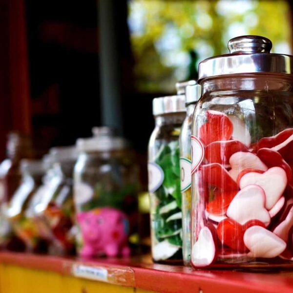 nostalgic treats, candies, jars, candy jars, assorted candies, glass jars, sweets, heart shaped candies, heart candies, fruit jelly, sugar, calories, candies, candies, candies, jars, sweets, sweets, sweets, sweets, sweets, sugar, sugar, sugar, sugar, calories, calories
