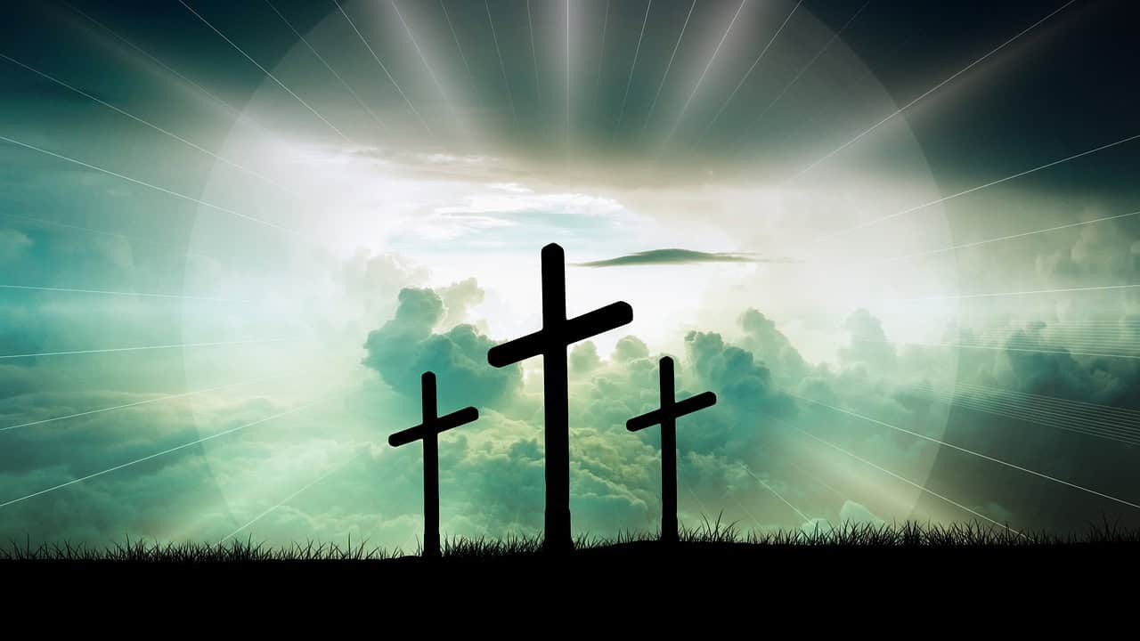 crosses, clouds, faith, christ, god, jesus, sun, light, nature, sky, crucifixion, resurrection, bible, christianity, church, easter, religion, redemption