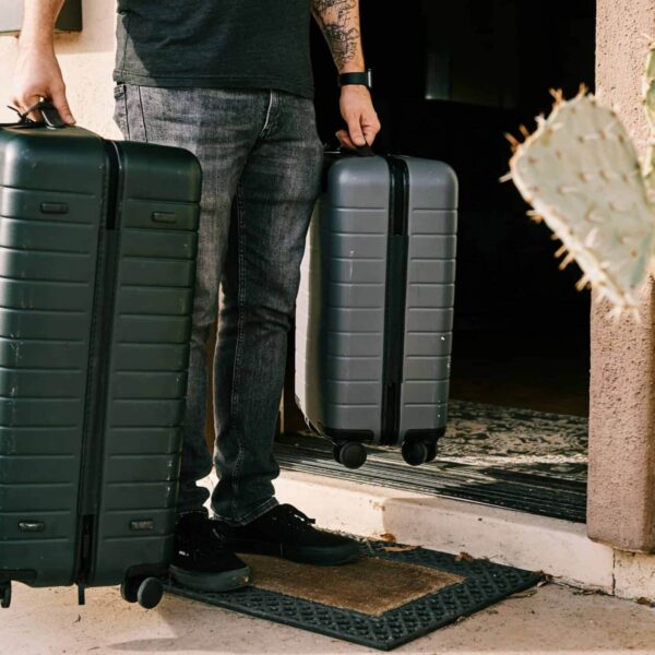 Man coming home from vacation