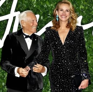 Giorgio Armani and Julia Roberts, red carpet, award show, red carpet icon, hollywood,